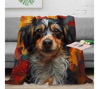 OTBSDNKZZ 3D Imprimé Mignon Chien Portrait Couverture de Lit Microfibre Literie Artistique Painting Jeté de Salon Doux Inaltérable pour Familles Enfants Foyers 60x80inch(150x200cm)