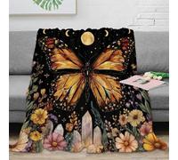 OTBSDNKZZ 3D Imprimé Moon Art Couverture Polaire Microfibre Literie Magical Nature Jeté de Lit Antistatique Toutes Saisons pour Foyers Jeunes Invités 50x60inch(127x152cm)