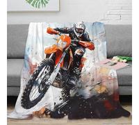 OTBSDNKZZ 3D Imprimé Motorbike Racer Jeté de Lit Microfibre Chaud Action Painting Couverture de Voyage Compact Lavable en Machine pour Campeurs Voyageurs Familles 50x60inch(127x152cm)