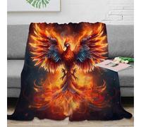 OTBSDNKZZ 3D Imprimé Mythique Fire Bird Jeté de Lit Microfibre Literie Fantastique Phoenix Art Couverture Lavable en Machine Cadeau Pâques pour Famille Enfants 60x80inch(150x200cm)