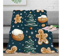 OTBSDNKZZ 3D Imprimé Noël Cookies Couverture Moelleuse Microfibre Literie fête Motif Design Couverture de Lit Respirante Lavable en Machine pour Foyers Familles Enfants 80×90inch(200x230cm)