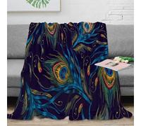 OTBSDNKZZ 3D Imprimé Peacock Feathers Plaid de Voyage Microfibre Compact Vintage Embroidery Couverture Anti-Bouloche pour Étudiants Campeurs Voyageurs 70×80inch(180x200cm)