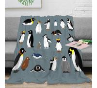 OTBSDNKZZ 3D Imprimé Penguin Collection Plaid de Voyage Microfibre Dessin animé Animal Couverture de Lit Respirante Toutes Saisons pour Adultes Enfants Couples 50x60inch(127x152cm)