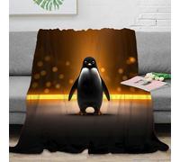 OTBSDNKZZ 3D Imprimé Penguin Standing Couverture Microfibre Lavable en Machine numérique Dessin animé Plaid Chaud Antistatique pour Étudiants Jeunes Adultes 40x50inch(100x130cm)