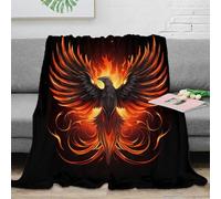 OTBSDNKZZ 3D Imprimé Phoenix Fire Bird Jeté de Canapé Microfibre Chaud Mythique Creature Art Couverture Compact Lavable en Machine pour Voyageurs Campeurs Familles 40x50inch(100x130cm)