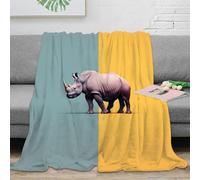 OTBSDNKZZ 3D Imprimé Rhino Standing Couverture Polaire Microfibre Chaud Modern numérique Art Jeté de Lit Légère pour Étudiants Locataires Jeunes Adultes 80×90inch(200x230cm)