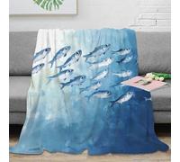 OTBSDNKZZ 3D Imprimé School of Fish Plaid de Voyage Microfibre Marine Art Couverture de Lit Lavable en Machine pour Jeunes Gammers Salariés 50x60inch(127x152cm)