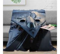 OTBSDNKZZ 3D Imprimé Stealth Fighter Couverture Polaire Microfibre Chaud Military Aircraft Jeté de Lit Légère pour Étudiants Locataires Jeunes Adultes 80×90inch(200x230cm)
