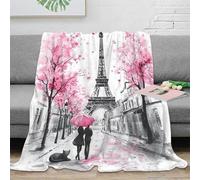 OTBSDNKZZ 3D Imprimé Street scène Couverture Microfibre Toutes Saisons Literie Aquarelle Romantic Plaid Chaud Lavable en Machine pour Propriétaires Familles Adultes 50x60inch(127x152cm)