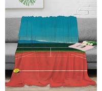 OTBSDNKZZ 3D Imprimé Tennis Court scène Plaid Microfibre Toutes Saisons Modern Graphic Design Couverture de Lit Anti-Bouloche pour Jeunes Gammers Salariés 50x60inch(127x152cm)
