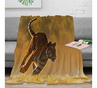 OTBSDNKZZ 3D Imprimé Tiger in Motion Couverture Moelleuse Microfibre Sauvage Animal Photo Jeté de Canapé Anti-Bouloche Antistatique pour Foyers Familles Invités 50x60inch(127x152cm)