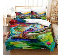 OTBSDNKZZ 3Pcs Alligator Linge De Lit 3D Imprimée Crocodile Housse De Couette 2Taies d'oreiller Hypoallergique Chambre Décor pour Adultes Et Enfants Super King(260x220cm)