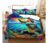 OTBSDNKZZ 3Pcs Alligator Linge De Lit 3D Imprimée Crocodile Housse De Couette 2Taies d'oreiller Microfibre avec Fermeture Éclair Chambre Décor pour Garçons Et Filles Single(140x200cm)