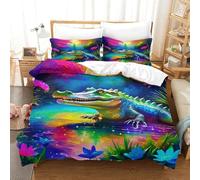 OTBSDNKZZ 3Pcs Alligator Parure De Lit 3D Imprimée Crocodile Housse De Couette 2Taies d'oreiller Microfibre avec Fermeture Éclair Chambre Décor pour Adultes Et Enfants King(220x240cm)