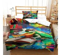 OTBSDNKZZ 3Pcs Alligator Parure De Lit 3D Imprimée Crocodile Housse De Couette 2Taies d'oreiller Microfibre avec Fermeture Éclair Chambre Décor pour Adultes Et Enfants Single(135x200cm)