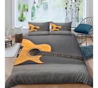 OTBSDNKZZ Acoustic Guitar Linge de Lit Microfibre 3 Pièces 3D Imprimée Hypoallergique Folk Music Instrument Ensemble De Literie avec Fermeture Éclair Ultra Douce for Chambre Adulte Double（200x200cm）
