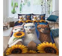 OTBSDNKZZ Alpaca Trio Parure de Lit Facile d'entretien Microfibre 3 Pièces 3D Imprimée Cartoon Whimsical Style Linge de Lit avec Fermeture Éclair Respirante for Enfants Garçons Filles King（220x240cm）