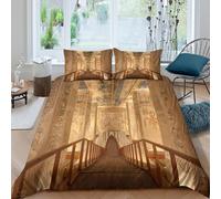 OTBSDNKZZ Ancient Egypt Ensemble De Literie 3 Pièces 3D Imprimée Facile d'entretien Historical Artifacts Style Parure de Lit avec Taie d'oreiller Ultra Douce for Chambre Enfants Super King（260x220cm）