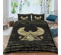 OTBSDNKZZ Ancient Egypt Ensemble De Literie 3 pièces Imprimé en 3D Respirante Mystique Hieroglyphic Parure de Lit avec 2 Taies d'oreiller Super Douce for Chambre de Adolescents Super King（260x220cm）