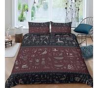 OTBSDNKZZ Ancient Egypt Parure de Lit Facile d'entretien Microfibre 3 Pièces 3D Imprimée Egyptian Hieroglyph Linge de Lit avec Fermeture Éclair Respirante for Enfants Garçons Filles King（220x240cm）