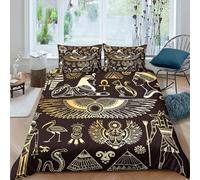 OTBSDNKZZ Ancient Egypt Parure de Lit Microfibre résistante 3 pièces 3D Imprimée Léger Egyptian Hieroglyphic Housse de Couette avec Taie d'oreiller Entretien Facile for Ado King（220x240cm）