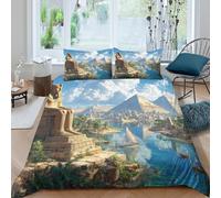 OTBSDNKZZ Ancient Egypt scène Parure de Lit Respirante Microfibre 3 Pièces 3D Imprimée Fantaisie Historical Housse de Couette avec Taie d'oreiller Entretien Facile for Garçon King（220x240cm）
