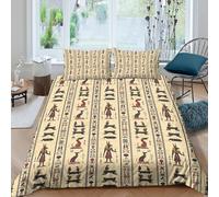 OTBSDNKZZ Ancient Egyptian Symbols Parure de Lit Léger Microfibre résistante 3 Pièces 3D Effet Hieroglyphic Housse de Couette avec 2 Taies d'oreiller Hypoallergique for Adulte Double（200x200cm）