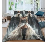 OTBSDNKZZ Angel_Wings_Fantasy Linge de Lit Imprimé en 3D Microfibre résistante 3 pièces Dark_Gothic_Style Parure de Lit avec Fermeture Éclair Douce for Décoration de Chambre Super King（260x220cm）