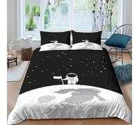 OTBSDNKZZ Astronaut on Lune Linge de Lit Microfibre résistante 3 pièces 3D Effet Confortable Space Exploration Parure de Lit avec Fermeture Éclair Douce for Chambre Enfants Double（200x200cm）
