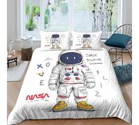 OTBSDNKZZ Astronaut Sketch Linge de Lit Microfibre 3 pièces Imprimé en 3D Hypoallergique Cartoon Space Explorer Parure de Lit avec Fermeture Éclair Respirante for Chambre à Coucher Single（140x200cm）