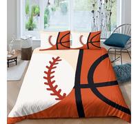 OTBSDNKZZ Baseball Design Ensemble De Literie Confortable Microfibre Hypoallergique 3 pièces Sport Graphic Style Parure de Lit avec Fermeture Éclair Résistante for Chambre Adulte Single（135x200cm）