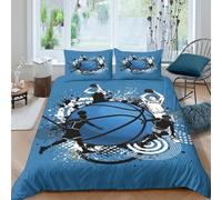 OTBSDNKZZ Basketball Action Parure de Lit 3 Pièces 3D Imprimée Facile d'entretien Sport Graphic Design Ensemble De Literie avec Taie d'oreiller Ultra Douce for Adulte Enfants Filles Single（135x200cm）
