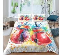 OTBSDNKZZ Boxing_Gloves Ensemble De Literie Microfibre 3 pièces Imprimé en 3D Hypoallergique Vibrant_Watercolor_Style Linge de Lit avec Fermeture Éclair Douce for Chambre Adulte Super King（260x220cm）