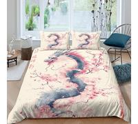 OTBSDNKZZ Chinese Dragon Linge de Lit Microfibre résistante 3 Pièces 3D Effet Douce Eastern Mythical Creature Housse de Couette avec Fermeture Éclair Confortable for Chambre Adulte King（220x240cm）