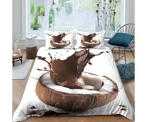 OTBSDNKZZ Chocolate Splash Parure de Lit Hypoallergique Microfibre 3 pièces Imprimé en 3D Dessert Indulgence Linge de Lit avec Taie d'oreiller Confortable for Adultes Enfants Super King（260x220cm）