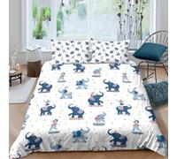 OTBSDNKZZ Circus Elephants Housse de Couette 3D Effet Microfibre 3 Pièces Hypoallergique Hand Drawn Whimsical Ensemble De Literie avec Taie d'oreiller Super Douce for Ado King（220x240cm）