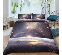 OTBSDNKZZ Cosmic View Parure de Lit Douce Microfibre 3 pièces Imprimé en 3D Space Galaxy Style Linge de Lit avec Fermeture Éclair Ultra Douce for Filles Ado Single（140x200cm）