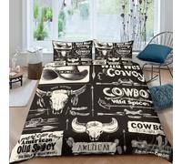 OTBSDNKZZ Cowboy Hat Housse de Couette 3 pièces 3D Effet Confortable Wild West Style de Design Ensemble De Literie avec 2 Taies d'oreiller for Adulte Enfants Filles Single（135x200cm）