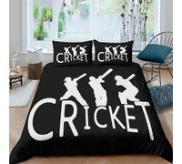 OTBSDNKZZ Cricket Player Linge de Lit Hypoallergique Microfibre 3 pièces Imprimé en 3D Sports Action Ensemble De Literie avec Taie d'oreiller Confortable for Chambre de garçons Single（135x200cm）