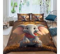 OTBSDNKZZ Cute Elephant Ensemble De Literie Microfibre 3 pièces Imprimé en 3D Hypoallergique Animated Circus Parure de Lit avec Fermeture Éclair Respirante for Décoration de Chambre Single（135x200cm）