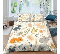 OTBSDNKZZ Cute Mice Housse de Couette 3D Effet Microfibre 3 Pièces Hypoallergique Nature Themed Ensemble De Literie avec Taie d'oreiller Super Douce for Ado Single（140x200cm）