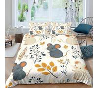 OTBSDNKZZ Cute Mice Housse de Couette Microfibre 3 Pièces 3D Imprimée Confortable Cartoon Automne Design Ensemble De Literie avec Fermeture Éclair Ultra Douce for Hommes Single（140x200cm）