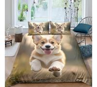OTBSDNKZZ Cute Puppy Courant Housse de Couette 3 Pièces 3D Imprimée Microfibre Hypoallergique Animal Photography Parure de Lit avec 2 x Taies d'oreiller Respirante for Ado Super King（260x220cm）