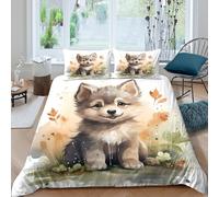 OTBSDNKZZ Cute Puppy Parure de Lit Microfibre résistante 3 pièces 3D Imprimée Léger Watercolor Illustration Style Housse de Couette avec Taie d'oreiller Entretien Facile for Ado King（220x240cm）
