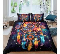 OTBSDNKZZ Dreamcatcher Parure de Lit 3D Effet Microfibre 3 Pièces Hypoallergique Colorfulspiritualart Housse de Couette avec Taie d'oreiller Ultra Douce for Enfants Garçons Ado Single（135x200cm）