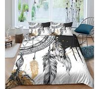 OTBSDNKZZ Dreamcatcher Parure de Lit Confortable Microfibre Hypoallergique 3 pièces Artistique Tribal Design Linge de Lit avec 2 x Taies d'oreiller Super Douce for Les Enfants Single（135x200cm）