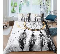 OTBSDNKZZ Dreamcatcher Parure de Lit Microfibre Hypoallergique 3 Pièces 3D Effet Respirante Artistique Tribal Design Ensemble De Literie avec Fermeture Éclair Douce for Les Enfants Single（140x200cm）