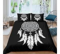 OTBSDNKZZ Dreamcatcher Parure de Lit Microfibre Hypoallergique 3 Pièces 3D Imprimée Léger Boho Tribal Design Housse de Couette avec 2 x Taies d'oreiller Super Douce for Les Enfants Double（200x200cm）