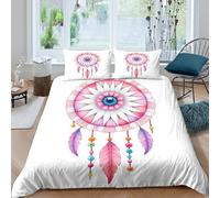 OTBSDNKZZ Dreamcatcher Parure de Lit Microfibre Hypoallergique 3 pièces Imprimé en 3D Confortable Coloré Watercolor Housse de Couette avec 2 Taies d'oreiller Super Douce for Enfant King（220x240cm）