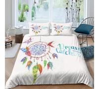 OTBSDNKZZ Dreamcatcher Parure de Lit Microfibre résistante 3 Pièces 3D Imprimée Confortable Watercolorartstyle Linge de Lit avec Taie d'oreiller Ultra Douce for Enfant Super King（260x220cm）